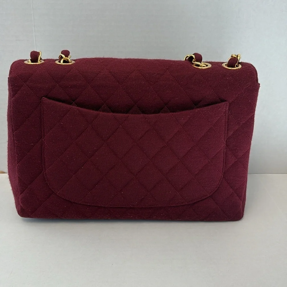 CHANEL Red Canvas Jumbo Bag